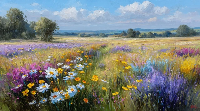 Spring Countryside Landscape Oil Painting
