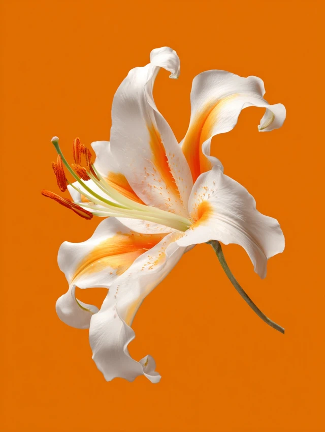 White Flowers on Orange Background PNG