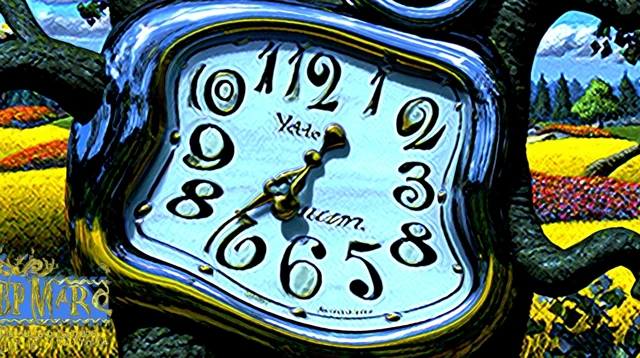 Melting Pocket Watch Surreal Desert Scene