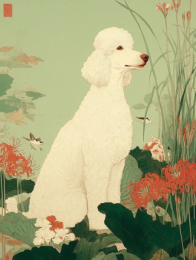 White Poodle Dog Painting