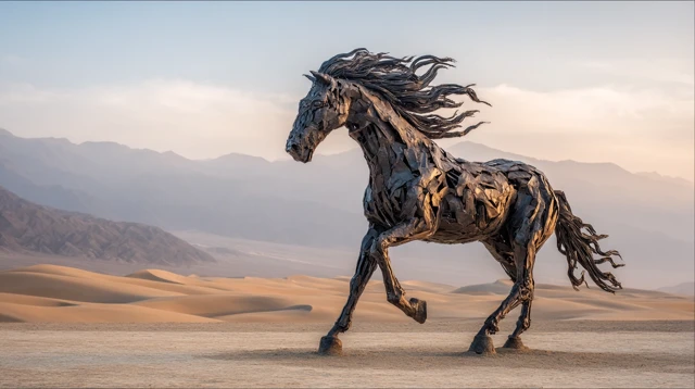 War Horse Sculpture in the Desert