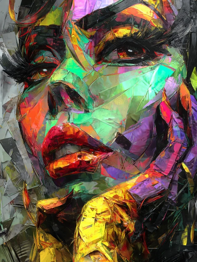 Abstract Woman Painting Colorful and Expressive