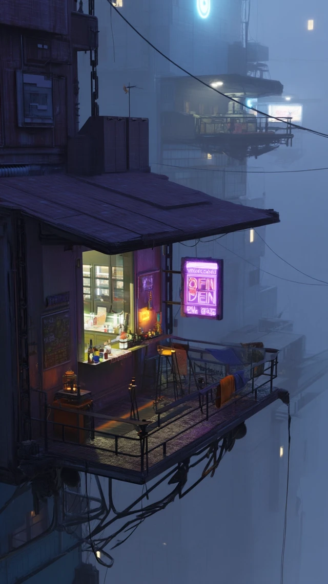 Cyberpunk Floating Market Stall