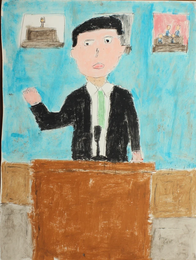 Childs Painting Defendant in Courtroom Dock