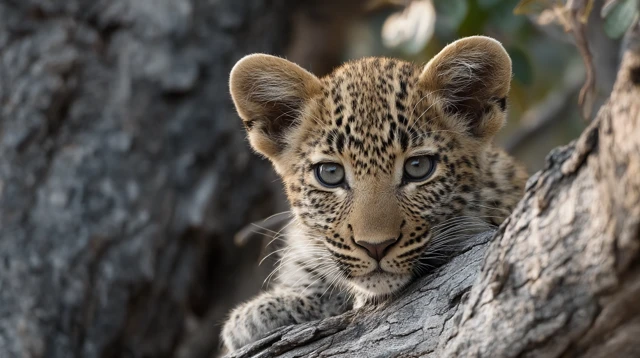 Leopard Cub Resting in a Tree Wildlife Photography