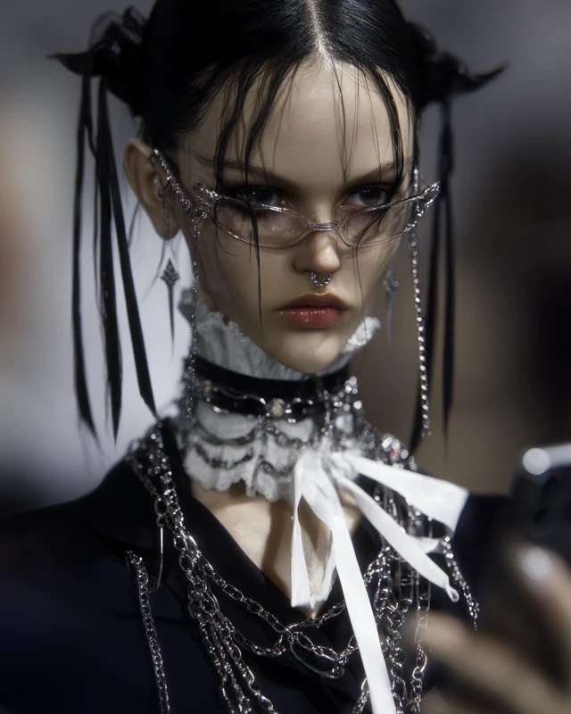 Gothic Glamour Selfie Hyperrealistic Fashion Portrait