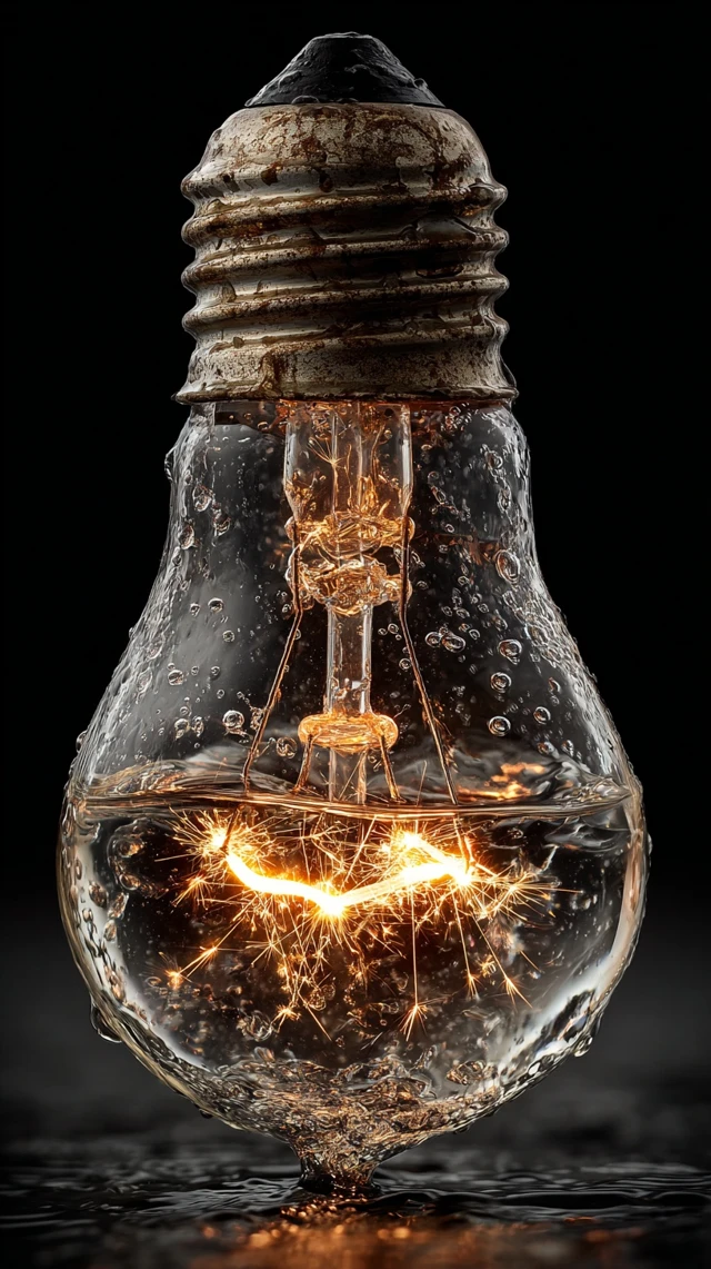 Lightbulb Submerged in Water Duality Concept