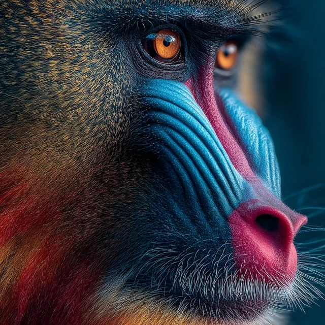 Mandrill Closeup Colorful Photorealistic Image