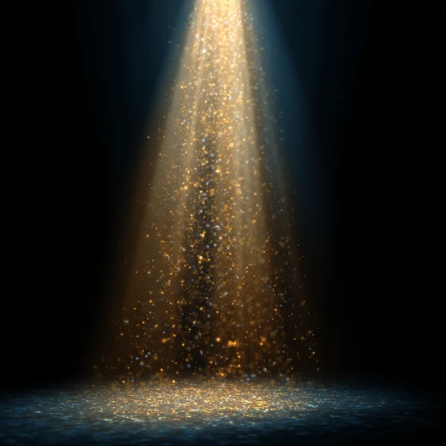 Spotlight Beam with Glitter Background