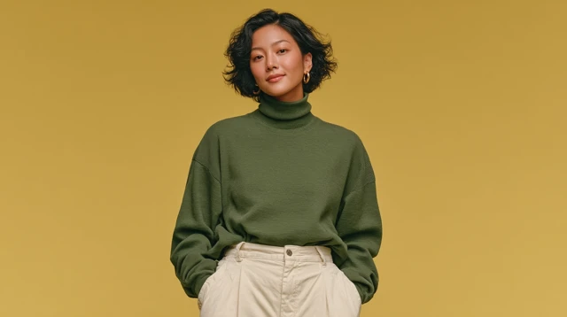 Stylish East Asian Woman Studio Portrait