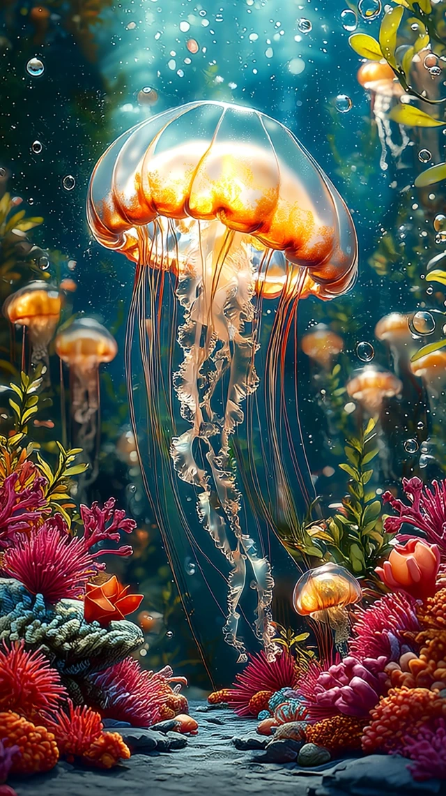 Underwater Jellyfish Paradise Beautiful Ocean Scene
