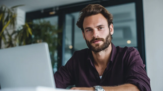 Male Blogger Working on Laptop Millennial Lifestyle