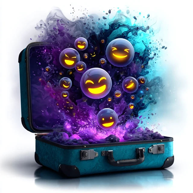 3D Emoticons in Baggage Positive Expressions