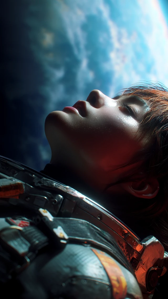 Asuka in Space: Realistic Portrait with Tears