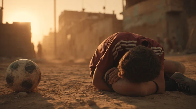 Iraqi Boy Injured Football Emotional Scene