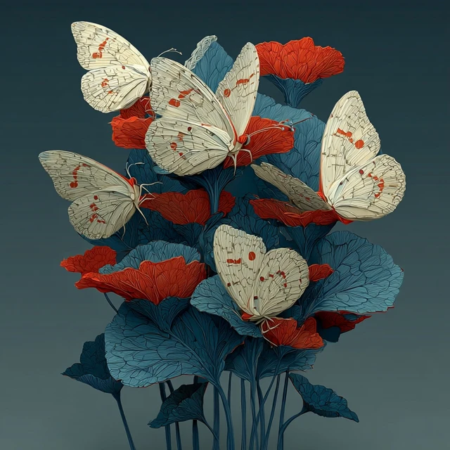Butterflies Bouquet Cybernetic Futuristic Art