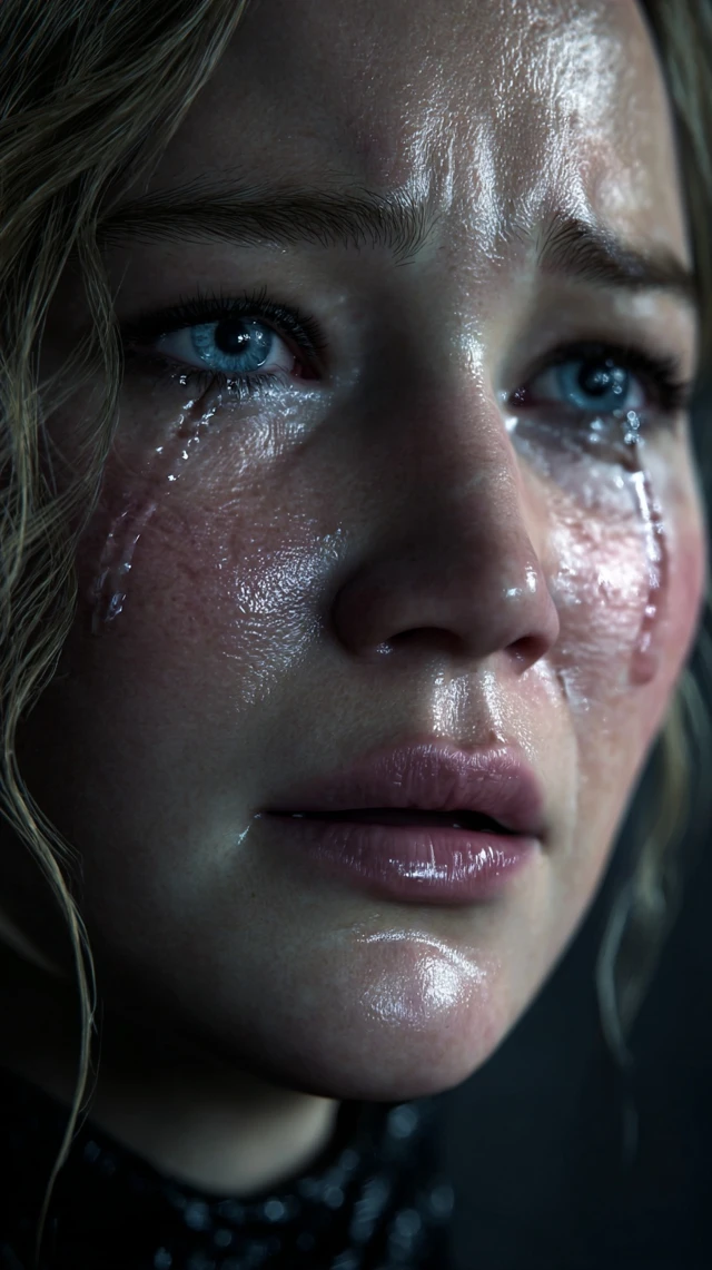 Jennifer Lawrences Face Crying Close Up Portrait