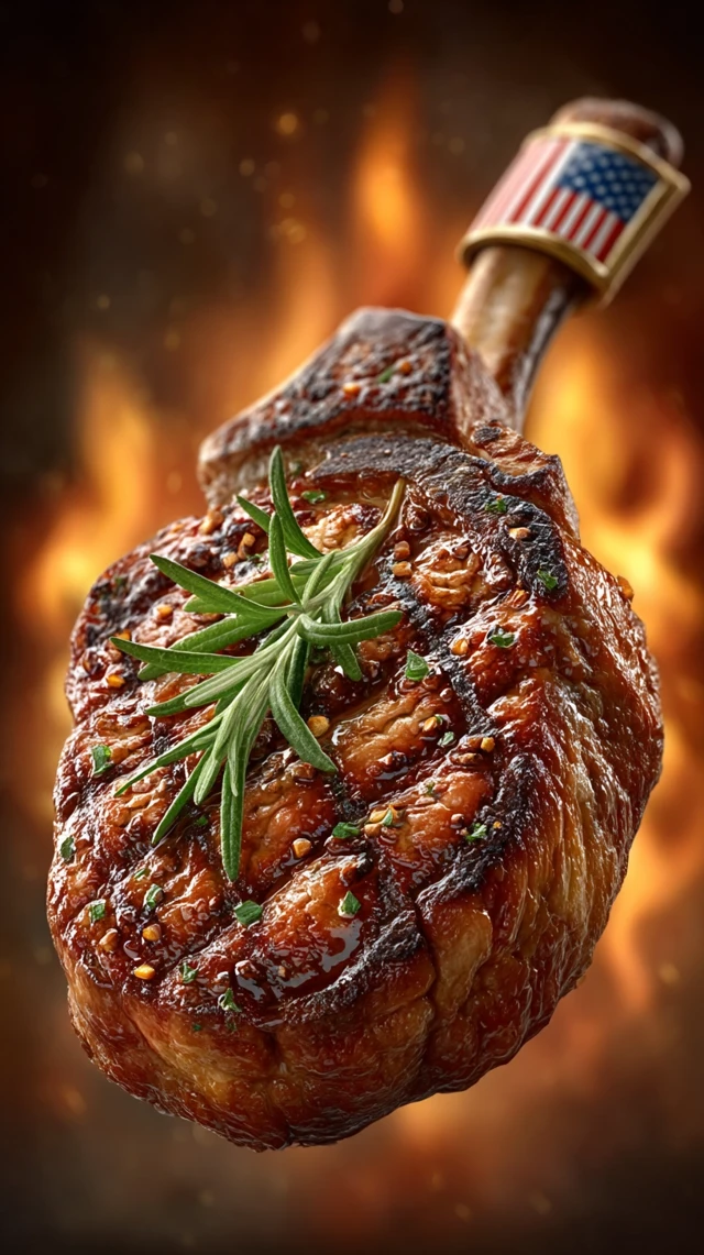 Grilled Tomahawk Steak USA Flag