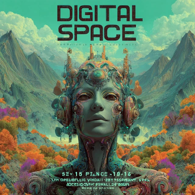 Digital Space Festival Flyer Psychedelic Art Design