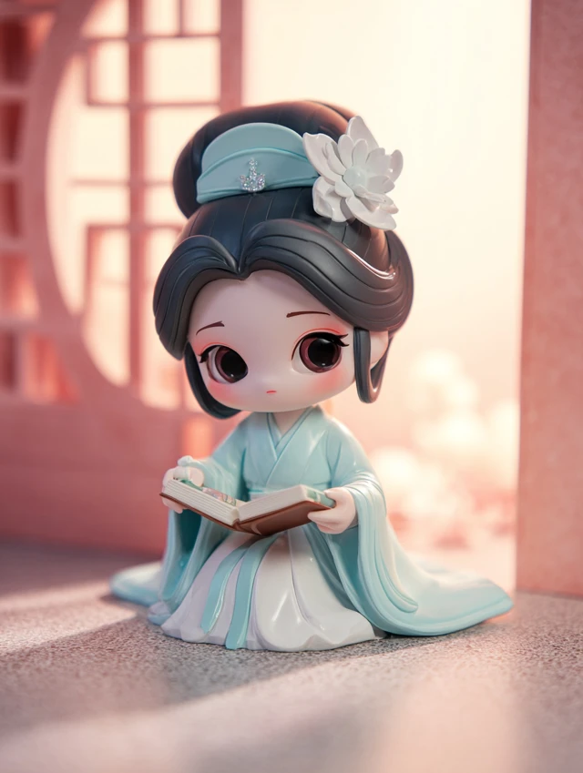 POP MART Style Vinyl Toy Qibi in Hanfu