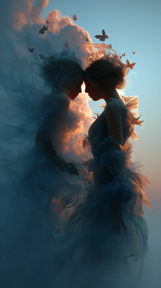 Dancing Actresses in Watercolor Sky