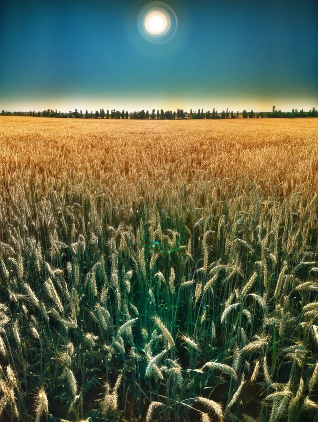 Golden Hour Wheat Field Panorama