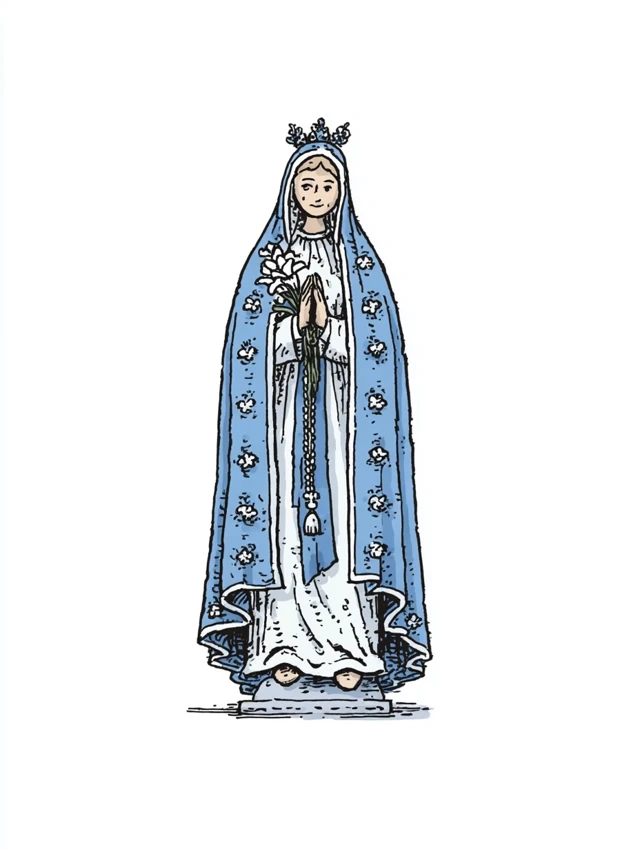 Blessed Mary with Lilies Watercolor Illustration