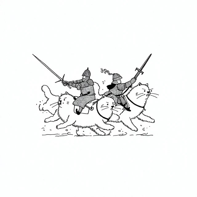 Knights Jousting on Cats Medieval Fantasy Humor