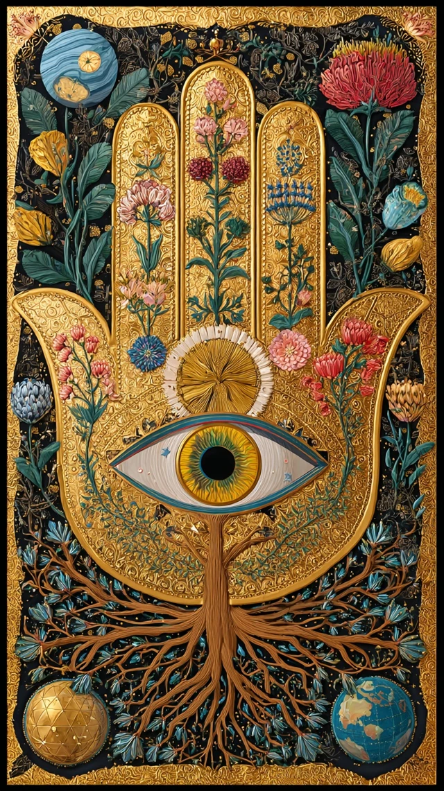 Hamsa Hand Tree of Life Wisdom Eye Art