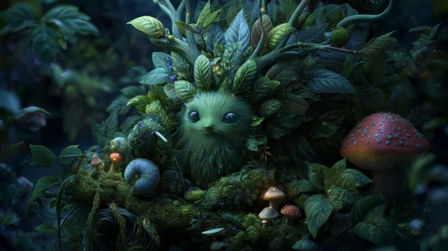 Cute Forest Spirit in a Fantasy Forest