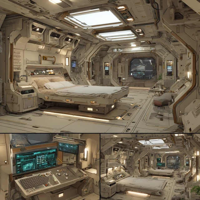 Retro SciFi Cryogenic Chamber Space Station Interior