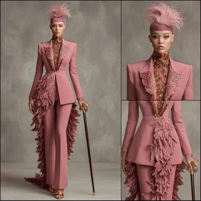 Dusty Rose Blazer and Trousers Fashion