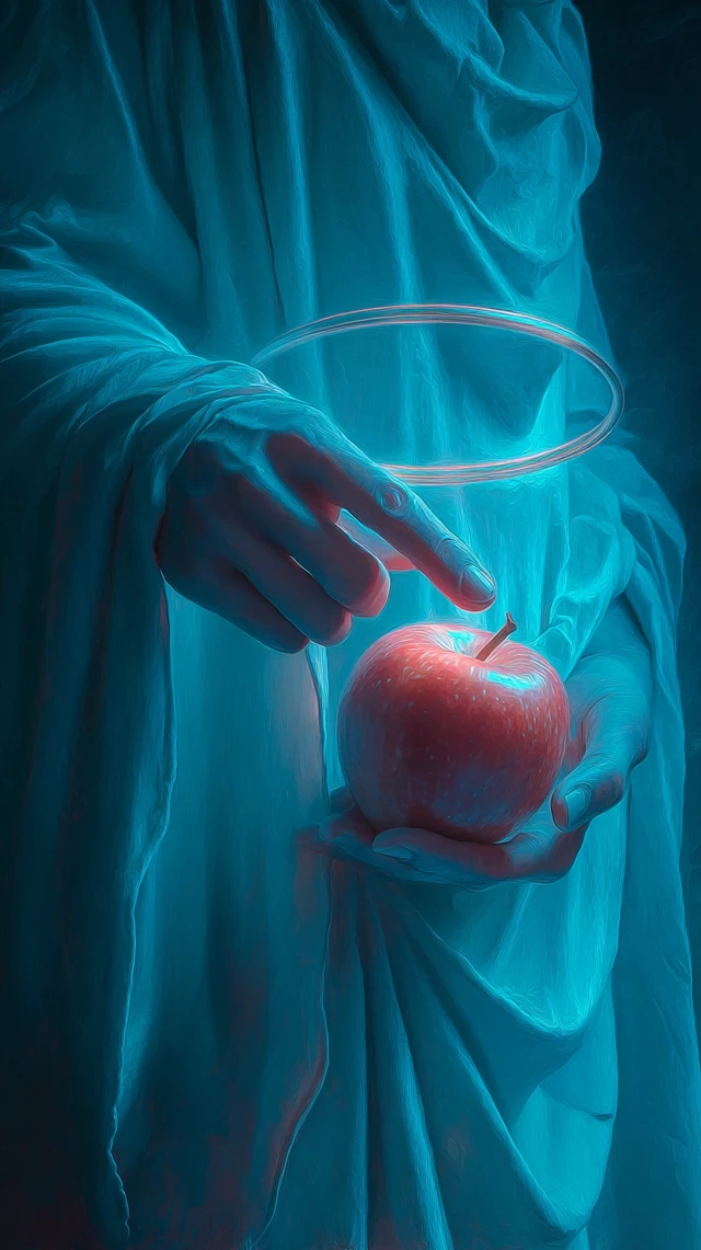 Angel with Apple Temptation Surreal Glow