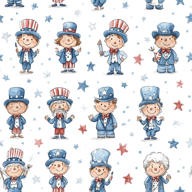 Fourth of July Uncle Sam Childrens Book Illustration