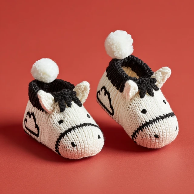 Crocheted Baby Shoes with Foal Pattern