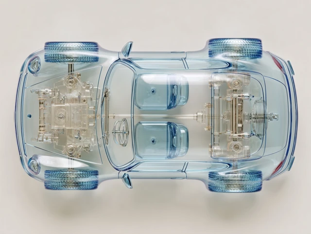 3D Exploded Car Image Showing Parts Top View