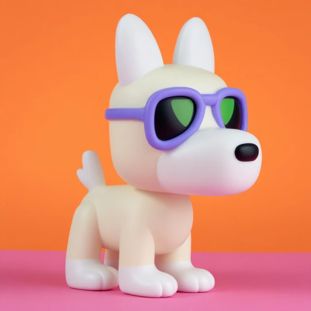 Vinyl Toy Dog 3D Animated Smooth Textures