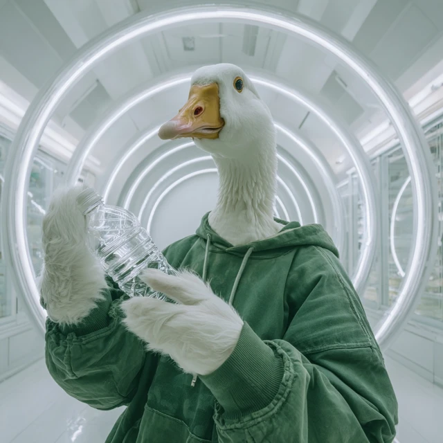 Hiphop Album Cover Goose Selfie in Supermarket