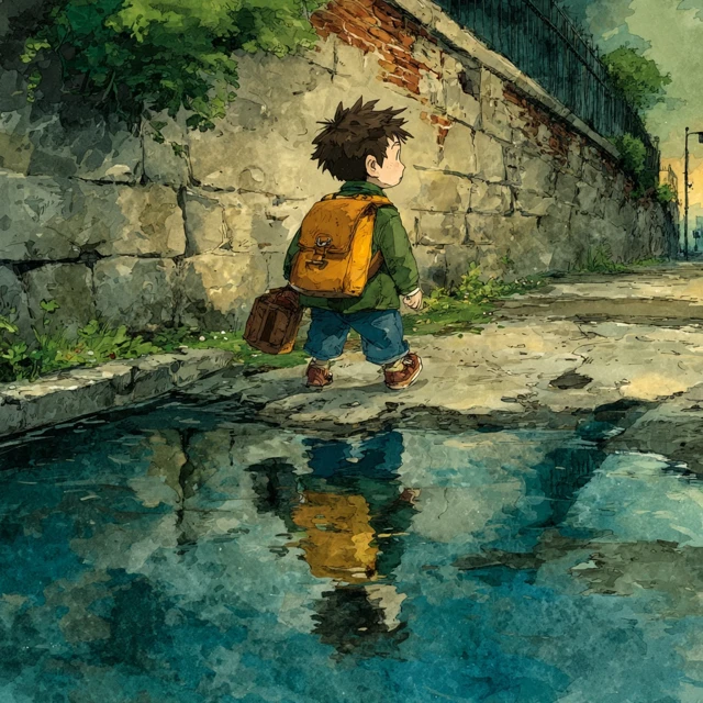 Boy After Rain Illustration in Jimmy Liaos Style
