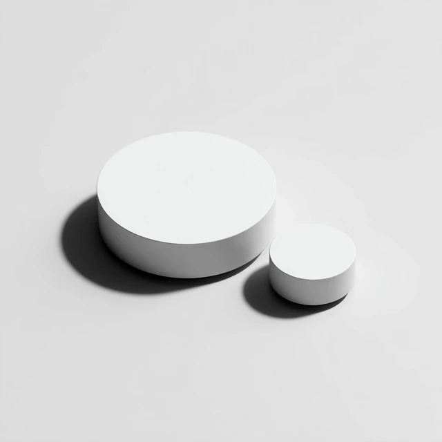 Isometric View of Two White Circular Shapes