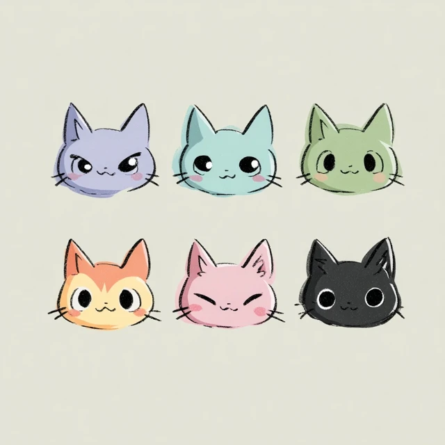 Chibi Cat Emojis Pastel Emotions Cartoon Art