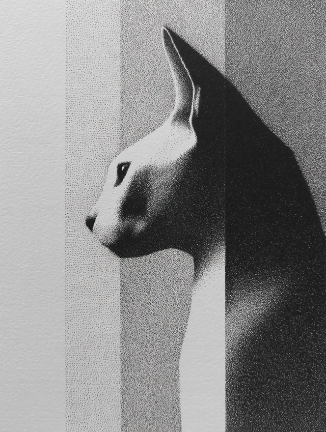 Sphynx Cat Drawing Grayscale Value Contrast