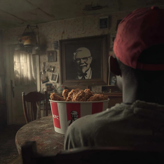 KFC Fried Chicken Meal Realistic Home Scene