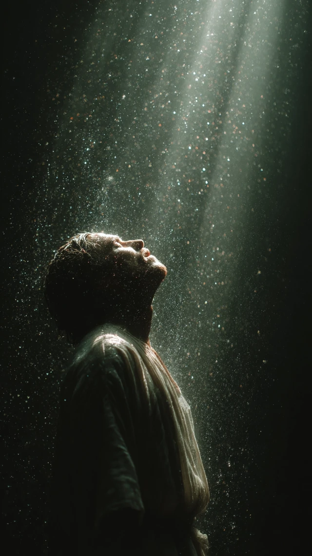 Spiritual Awakening: Man in Water, Divine Presence