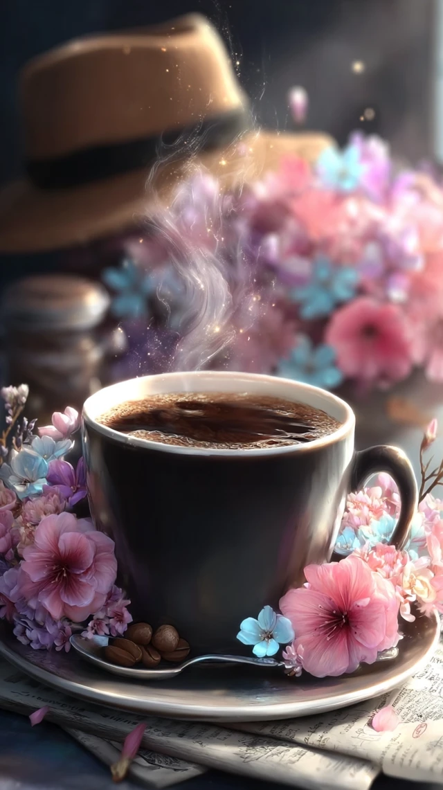 Coffee and Flowers A Beautiful Morning Scene