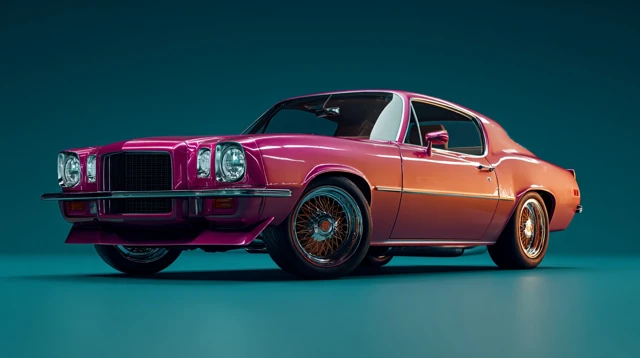 Classic Pink Muscle Car Illustration 3D Rendering