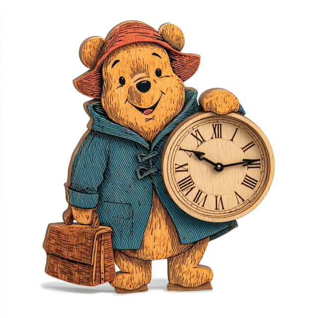 Wooden Bear Clock Decoration A A Milne Style