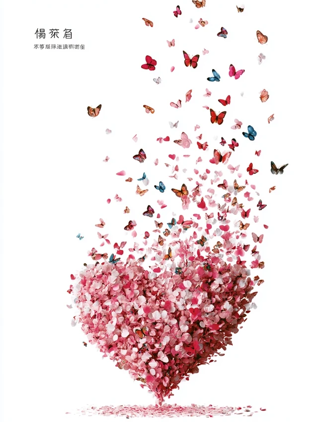 Heart Explosion Butterflies Beautiful Illustration
