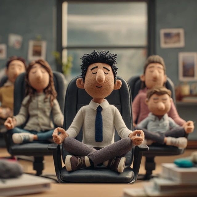 Office Meditation Claymation Calmness and Yoga