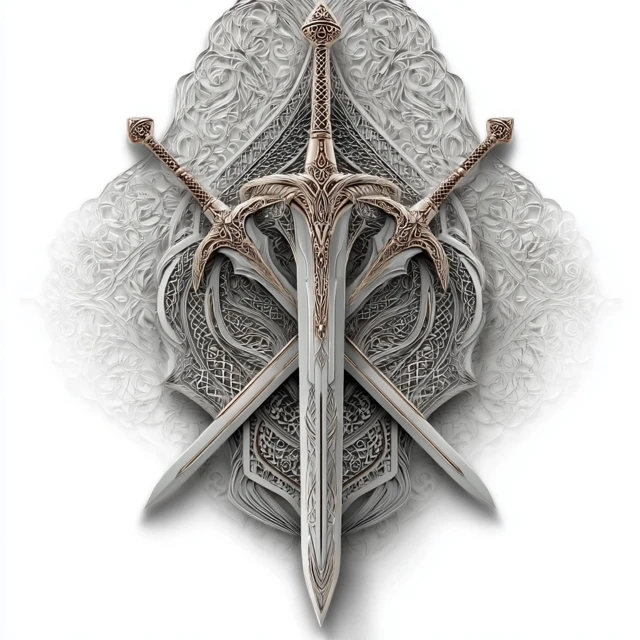 Crossed Swords Logo Heraldic Design